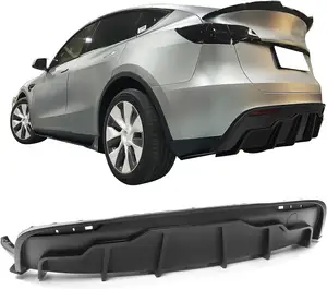 Auto Accessories Rear Bumper Diffuser For 2020-2023 Tesla Model Y Matte Black IKON Style PP Rear Bumper Lip Shark Fin