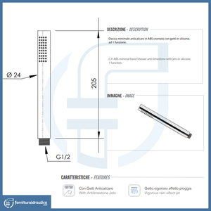 Soffione Doccia Minimalista Alto Design Italia, Accessorio di Qualità per Bagno - Product Image 2