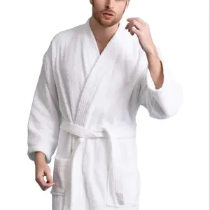 Luxury Cut Pile Bathrobe Unisex 100% Cotton Bathrobe Customized Hotel Kimono Collar Bathrobe