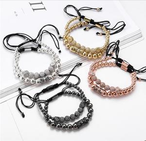 กำไลข้อมือลูกปัดคริสตัลชุบทอง,สร้อยข้อมือมิตรภาพแบบถักปรับได้ - Product Image 5