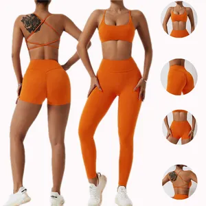 2023 Neue Frauen Gym Fitness Yoga Sets Zweiteiliger Sport Yoga Anzug Fitness Sport Wear Yoga Active Wear Set