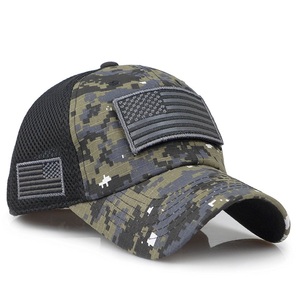 Parche de bandera americana bordado gorra curvada gorra de béisbol de camuflaje gorra de malla bordada gorra de camuflaje de béisbol desmontable para exteriores - Product Image 6
