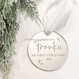 Pallina in acrilico, primo natale come Mr & Mrs, decorazioni natalizie per matrimonio - Product Image 3