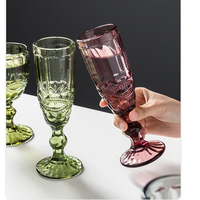 Gobelet en verre coloré, de 300ml 150ml, verre rétro vintage, de couleur verte, rose, à vin rouge, 1 pièce
