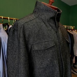 Giacca Safari in Cashmere Grigio Unisex ODM 2026, Collo Alto Premium, Cerniera Utilitaria, Cappotto Invernale in Lana con Fodera in Pile - Product Image 4