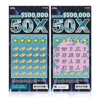 Billets de loterie personnalisés de 500 000 $ Cartes à gratter professionnelles Cartes en carton Papier offset Sérigraphie de sécurité