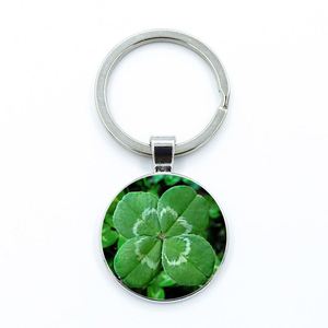 Fashion Good Luck 4 Leaf Clover Four Leaf Clover Keychain Glass Crystal Four Leaf Clover Charm Jewelry Bag Car Charm Jewelry