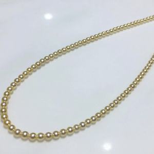 Collier en argent sterling 925 de luxe léger, perles d'eau de mer de Nanyang épaisses dorées, perles dorées porte-bonheur de 14-15 mm, gouttelettes d'eau, sourire - Product Image 1