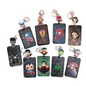 Cool Cartoon Marvel DC Wonder Woman Spider-Man Card Holder con Portable scalabile Easy Pull Buckle ID Badge studenti Card Case