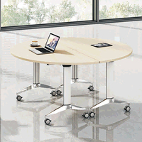 Table de formation mobile moderne avec roulettes, bureau de conférence en bois clair, table roulante pour salle de classe et salle de réunion
