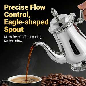 Service à café en acier inoxydable 304 de qualité supérieure, vente en gros d'usine, théière élégante gravée avec <span class=keywords><strong>bec</strong></span> verseur anti-goutte pour bar à domicile - Product Image 1