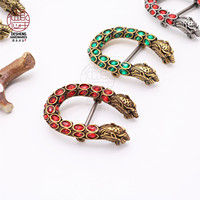 Accessoires de bagages Arc incurvé double boucle de robinet or ancien argent ancien diamant en forme de U double boucle à tête de serpent