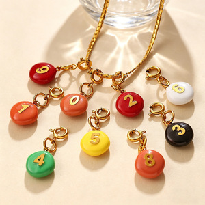 Beach Vacation Style Stainless Steel Candy Color Number Jewelry Clasp Charms Personalized Versatile DIY Anklet Necklace - Product Image 1