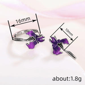 Orecchini a fiore in argento tibetano placcati in oro bianco, stile romantico per donna, orecchini pendenti a cerchio, gioielli alla moda - Product Image 5