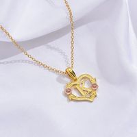 Collier YBcustom plaqué or avec chaîne à maillons, pendentif cœur ajouré mignon en zircon, émail bicolore, lettre A-Z, cadeau