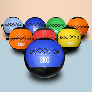 Ballon lesté en cuir souple à code couleur avec poignée, ballon de frappe robuste anti-éclatement pour la gym, le <span class=keywords><strong>CrossFit</strong></span> et l'entraînement du tronc - Product Image 1