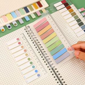 Kawaii School Supplies 1000 Sheets Morandi Index Memo Pad Sticky Notes Posted It Ruler PET Paper Sticker Notepad <b>Bookmark</b> - Product Image 4