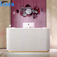 Comptoir de réception Kisen Spa Furniture avec plateau en bois, taille et couleur personnalisables pour hôtel et salle de sport