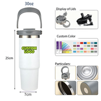 Gobelet isotherme personnalisé en acier inoxydable de 30 oz à double paroi avec poignée de transport, sans BPA, pour boissons chaudes/froides, maintien au chaud/froid 12-24h, design moderne et luxueux