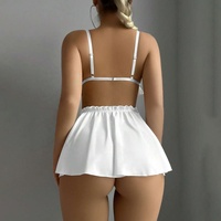 Ensemble de lingerie sexy pour infirmière B1143, soutien-gorge à volants blanc pour femmes, mini-jupe, uniforme de cosplay, costume de jeu de rôle, Halloween