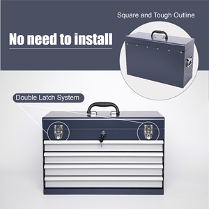 Manufacturer Direct 21" Portable <b>Heavy</b>-<b>Duty</b> Industrial Metal <b>Tool</b> <b>Box</b> 4-Drawer Locking <b>Tool</b> Chest EVA Liners for Workshop Repair - Product Image 3