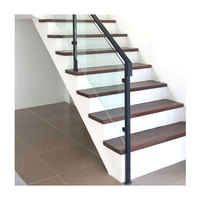 Maßgefertigtes Schwarz Beschichtetes Edelstahl- und Glasgeländer für den Innenbereich für Treppen, Villen oder Einkaufszentren