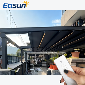 Auvent de jardin rétractable moderne pour extérieur commercial, télécommande, cadre en aluminium, toile textilène, revêtement en téflon - Product Image 2