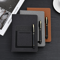 Personnalisez votre propre logo, papeterie de bureau, carnet A5 de qualité supérieure, texture en lin, journal en cuir PU avec boucle pour stylo et poche