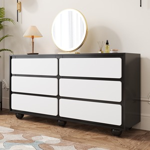 <span class=keywords><strong>Commode</strong></span> moderne et durable en MDF <span class=keywords><strong>noir</strong></span> à <span class=keywords><strong>6</strong></span> <span class=keywords><strong>tiroirs</strong></span> avec <span class=keywords><strong>tiroirs</strong></span> blancs et 5 pieds ronds pour commande en gros - Product Image 4