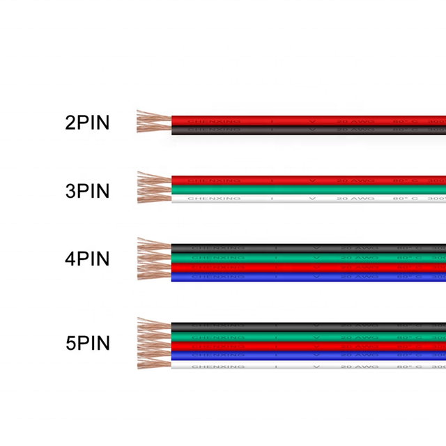 Factory 5 2 3 4pin 22awg 20awg 18awg 24awg Flat Rgb Cable Wire for Led Strip Light