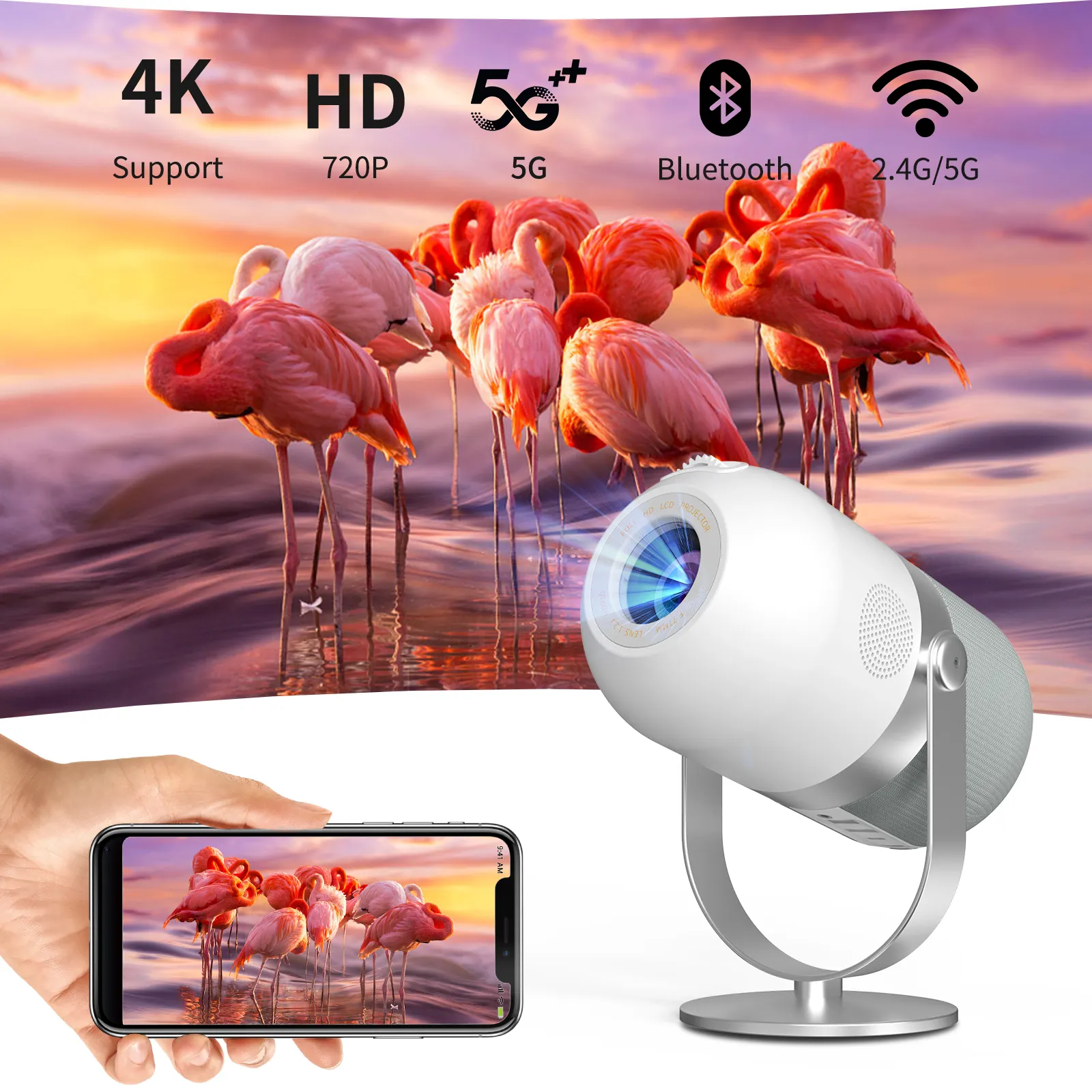 Venta al por mayor R1 Beamer Full HD Home Theater Proyector Smart Android 11 4K Video Portable Mini Video Proyector