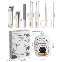 Coffret Cadeau Portable de Soins Personnels : Coupe-Ongles, Ciseaux à Ongles, Repousse-Cuticules et Cure-Oreilles à Motifs Graffiti de Personnages de Dessins Animés