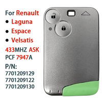 P/N:7701209129 7701209122 7701209130 pour clé de carte à distance Renault Laguna Espace Velsatis 2001-2006 PCF7947A ID46 433Mhz ASK