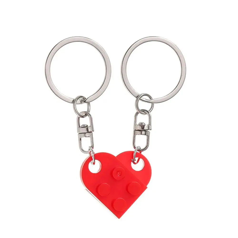 Çiftler için kalp anahtarlık seti, erkek arkadaşı kız arkadaşı için tuğla kalp anahtarlık, 2 adet eşleşen kalp renkli anahtarlıklar.