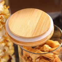 Vente en gros de contenants alimentaires en verre transparent avec couvercle en bambou hermétique résistant à la chaleur en borosilicate pour la cuisine