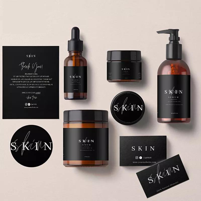 Custom Printed Cosmetic Bottle Makeup Product Packaging Adhesive Paper Logo Label Sticker