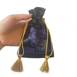 Pochette Cadeau en Satin à Cordon Coulissant Tendance, Petite, pour Cosmétiques et Maquillage, avec Logo Personnalisé Imprimé, Idéale pour Emballage de Perruques et Extensions de Cheveux, Sac Anti-Poussière en Soie Satinée - Product Image 6
