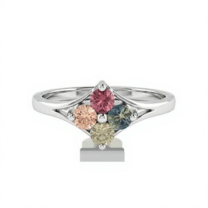 Anillo de Zafiro Azul en Plata de Ley 925 con Engaste de Garras, Anillo de Piedras Preciosas de Lujo para Niñas y Mujeres, Chapado en Rodio - Product Image 4