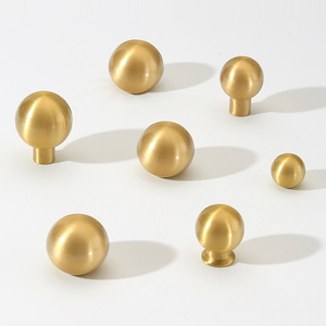 Brass Ball Cabinet <b>Knob</b> Round Minimalist Drawer Handle Durable <b>Copper</b> Plated 6655-25 Small 6655-28 Large - Product Image 2