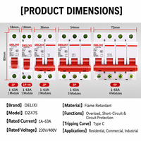 DELIXI DZ47S Miniature Circuit Breaker MCB 1P 2P 3P 4P 6A 10A 16A 20A 25A 32A 40A 50A 63A 6kA 230V 400V Kurva C DIN Rail