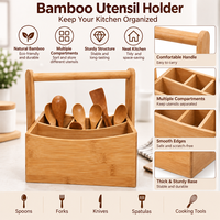 Support de rangement d'ustensiles de cuisine, couvercle de cuisine de Style américain écologique porte-ustensiles couverts en bambou caddie de couverts 1 pièce