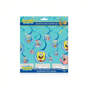 Décorations de fête en spirale Bob l'éponge, 12 pièces, 2 sacs, fournitures pour fête d'anniversaire - Product Image 2