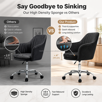 Chaise de salle à manger pivotante rembourrée avec base chromée à cinq étoiles et roulettes pour bureau, salle d'étude et espace de travail à domicile