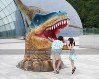 Tête de dinosaure en fibre de verre pour la prise de photos, creuse, préférée des enfants, dinosaure personnalisé pour la décoration des parcs