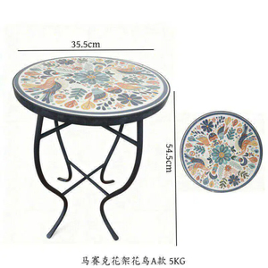 Juego <span class=keywords><strong>de</strong></span> Muebles <span class=keywords><strong>de</strong></span> Patio <span class=keywords><strong>de</strong></span> Hierro Forjado Estilo Francés Antiguo, <span class=keywords><strong>Mesa</strong></span> <span class=keywords><strong>de</strong></span> Centro Redonda con <span class=keywords><strong>Mosaico</strong></span> para Jardín, Balcón o Exteriores - Product Image 5