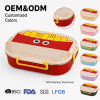 Boîte à lunch portable isotherme en acier inoxydable 316, compatible micro-ondes, pour étudiants, avec compartiments et motif de dessin animé pour enfants, pour la conservation des aliments