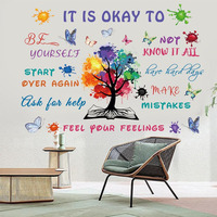 Sticker Mural Auto-Adhésif Coloré Arbre Citations Inspirantes Tableau pour Étudiant