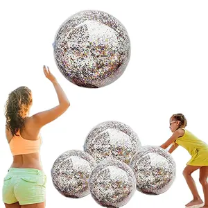 Pailletten Strand ball-Jumbo Pool Spielzeug Bälle Riesen Konfetti Glitter Aufblasbare Clear Beach Ball Schwimmbad Wasser Strand Spielzeug