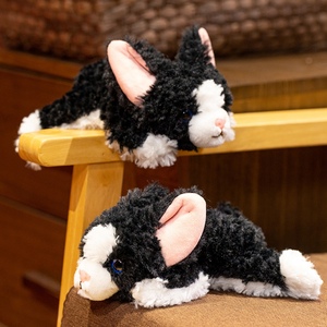 Healing-Style Lying <strong>Black</strong>-<strong>and</strong>-<strong>White</strong> Devon Rex Plush Doll Cute <strong>Cat</strong> <strong>Stuffed</strong> Toy Perfect Gift for Kids Home Decoration - Product Image 4