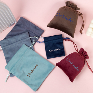 8x10cm Wholesale Very Soft Reusable Brown Flannel Velvet Pouch Gift Drawstring Bag Packaging Silk Velvet Pouches - Product Image 6